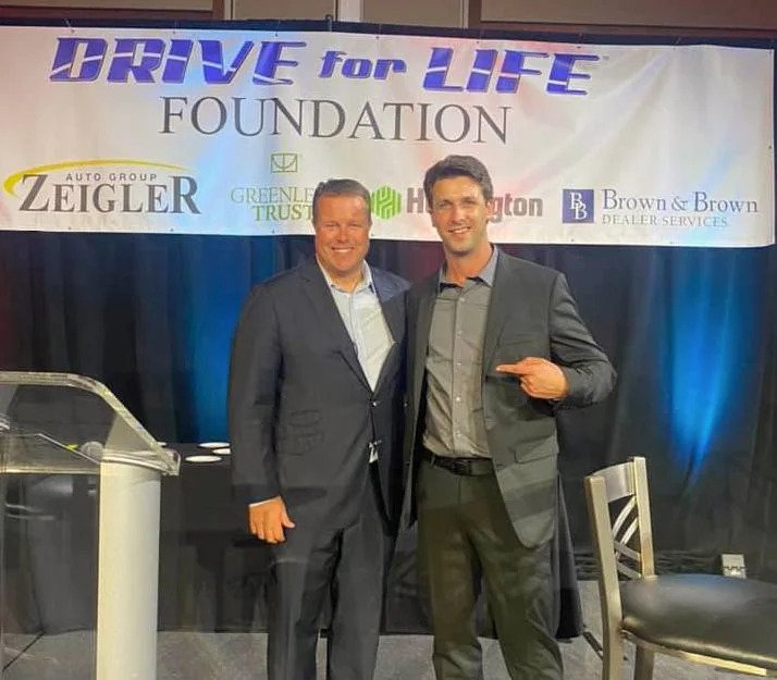 Josh Bilicki and attendee at the Drive For Life Gala